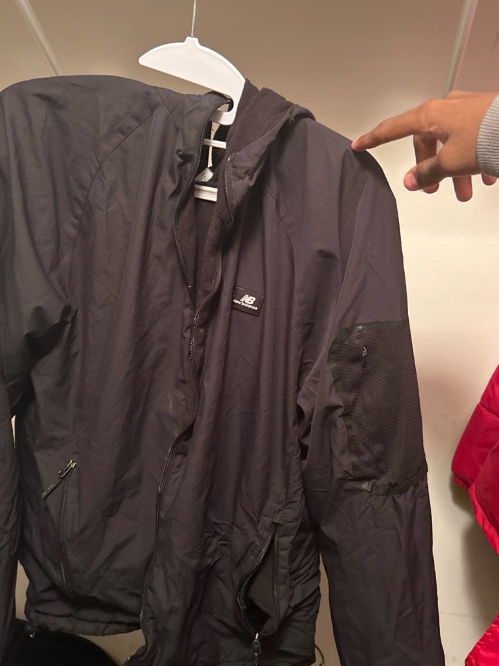 New Balance Men's Black Hooded Windbreaker Jacket